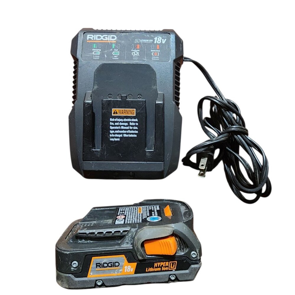 Ridgid Battery Charger R86092 With 18V Lithium R840085 2.0 Ah Battery Tested